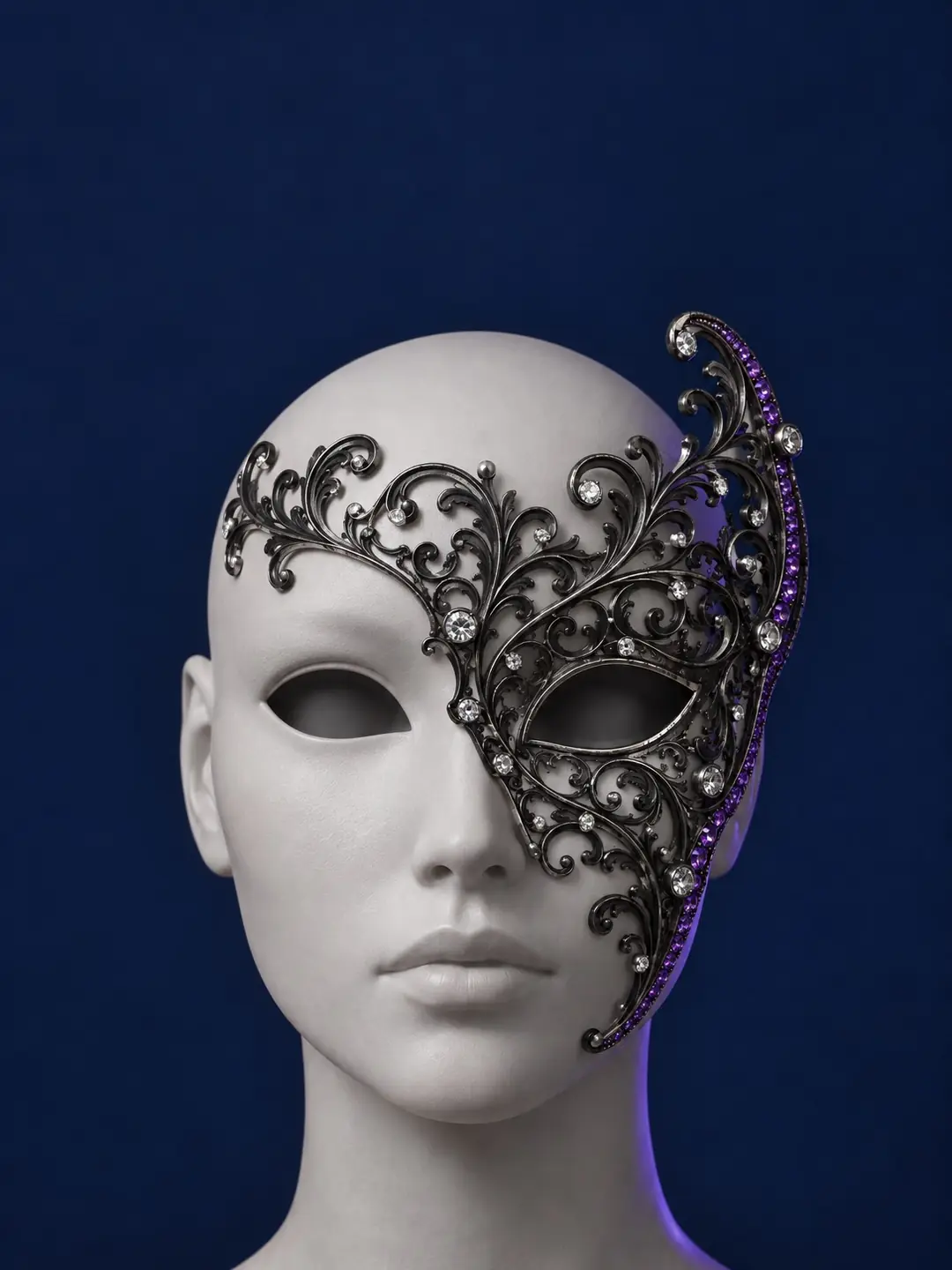 Phantom: phantom half-face mask, worn on a mannequin